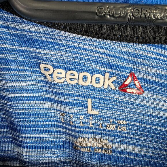 Mens Reebok Heather Blue Active Pullover Shirt 1/4 Zip Long Sleeve Polyester L - Picture 2 of 8